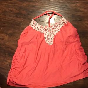 Ava-Viv coral halter bathing suit